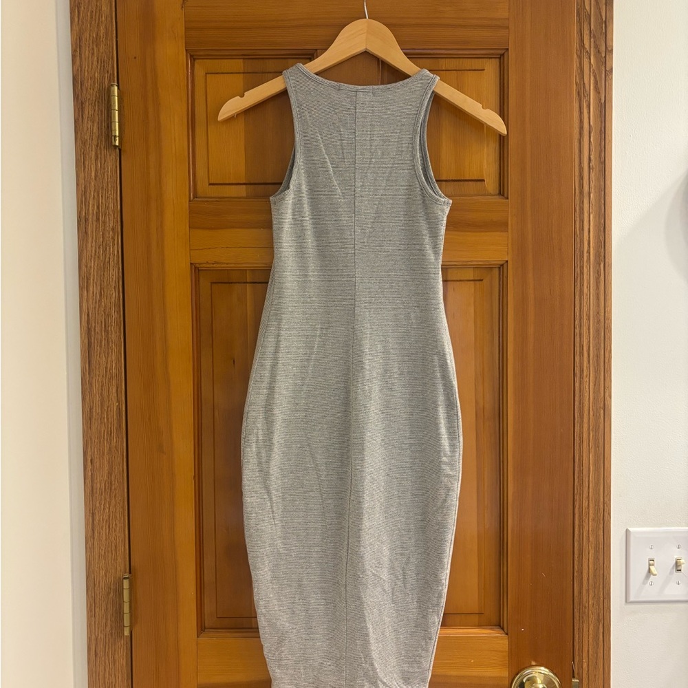 Marine Layer Lexi Midi Dress Grey/White Stripe Pencil Bodycon Sz XS